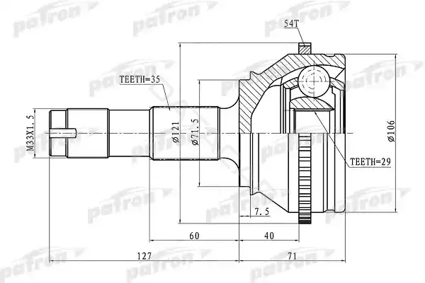 Шрус PATRON PCV1334