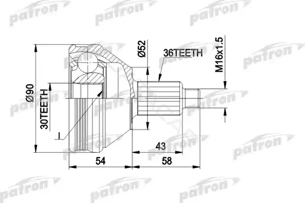 Шрус PATRON PCV1414