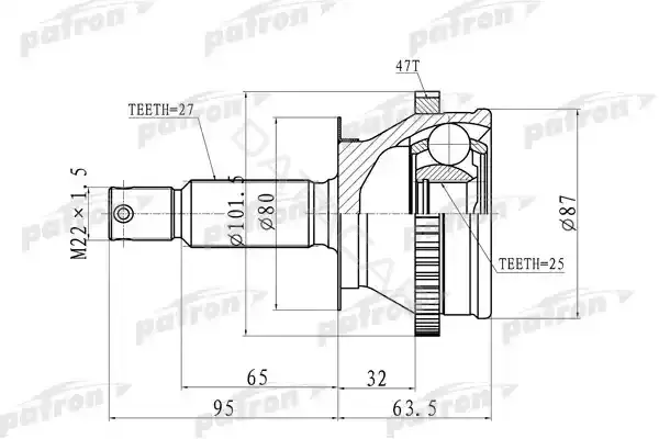 Шрус PATRON PCV8728
