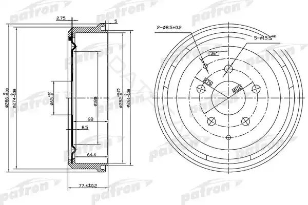 Тормозной барабан PATRON PDR1196
