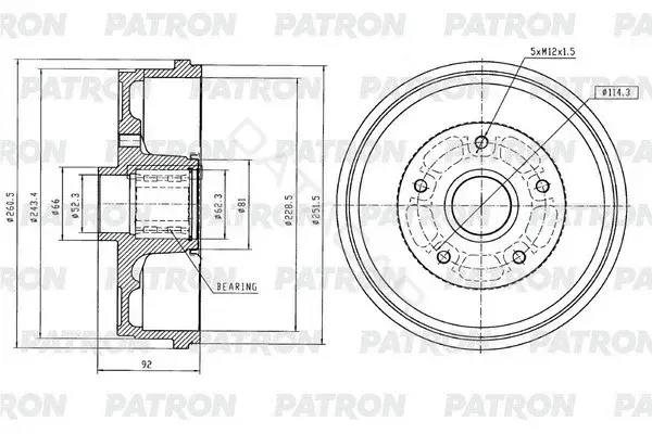 Тормозной барабан PATRON PDR1014