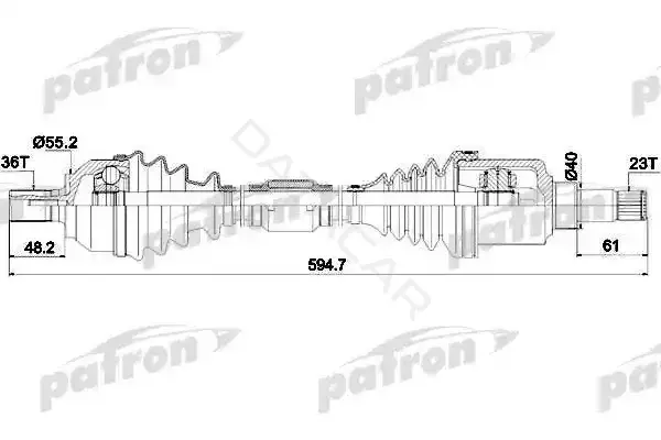 Приводной вал / Полуось PATRON PDS0382