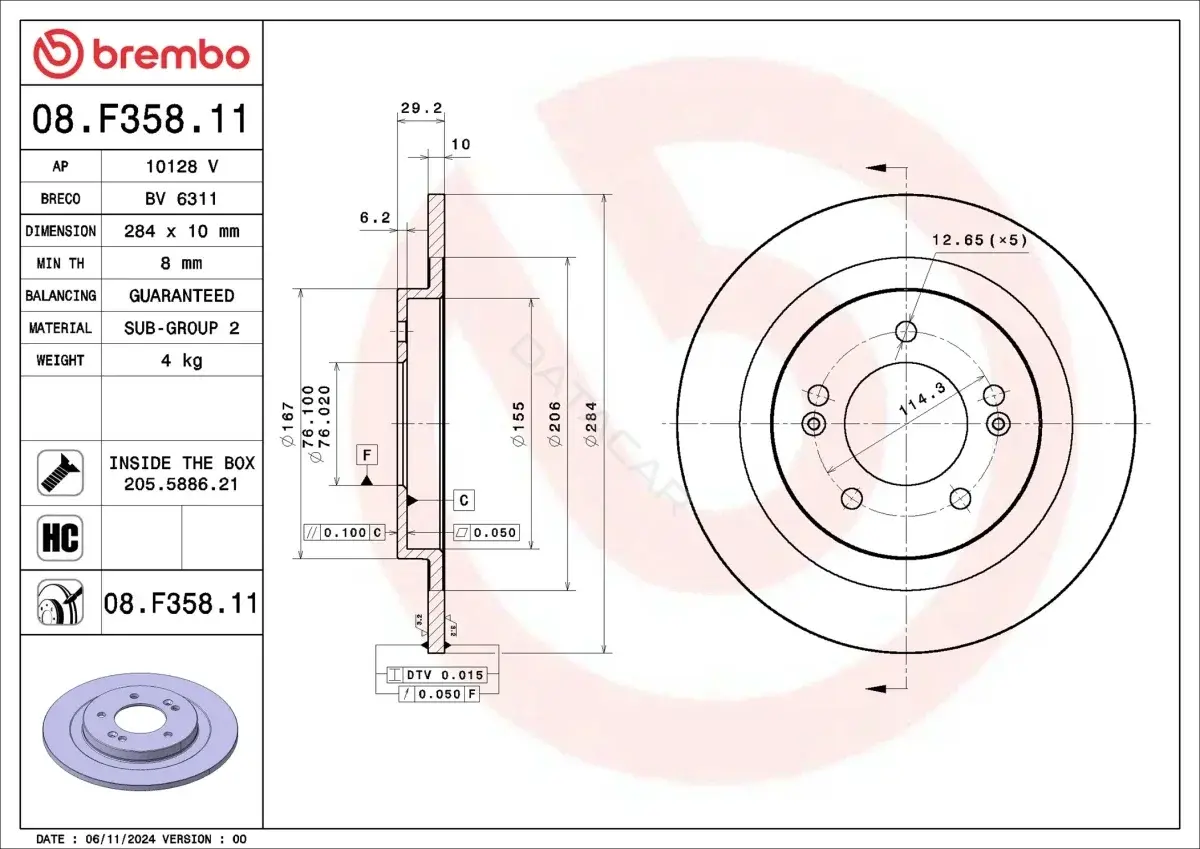 Тормозные диски BREMBO 08.F358.11