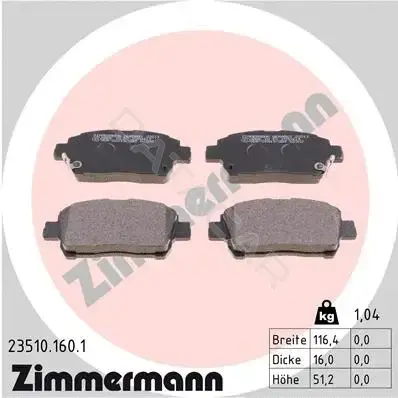 Тормозные колодки ZIMMERMANN 23510.160.1