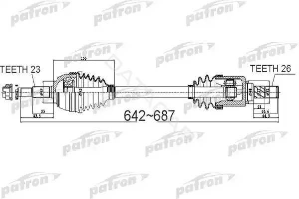 Приводной вал / Полуось PATRON PDS0524