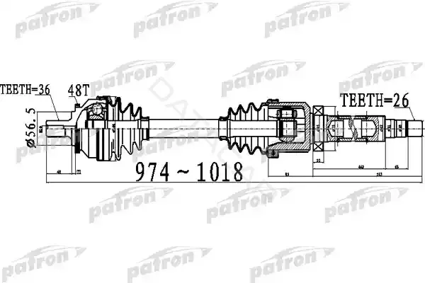 Приводной вал / Полуось PATRON PDS0536