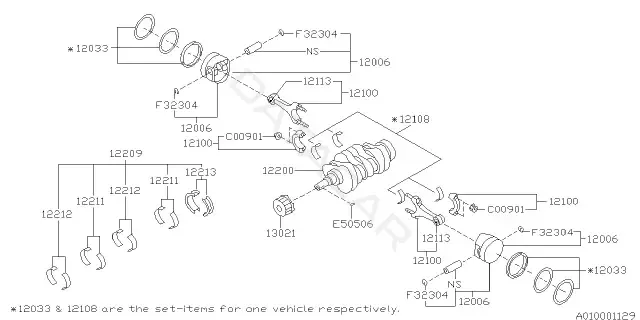 Поршень двигателя SUBARU 12006AC370