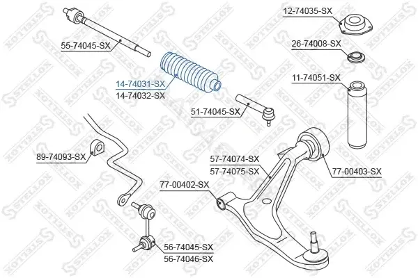 Пыльник рулевой рейки STELLOX 14-74031-SX