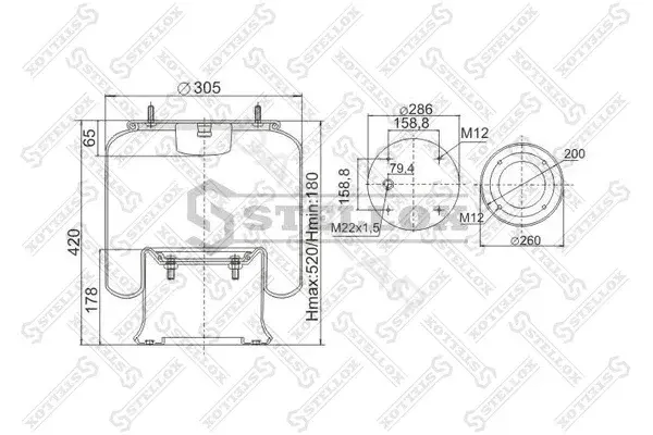 Пневмоподушка STELLOX 90-08131-SX