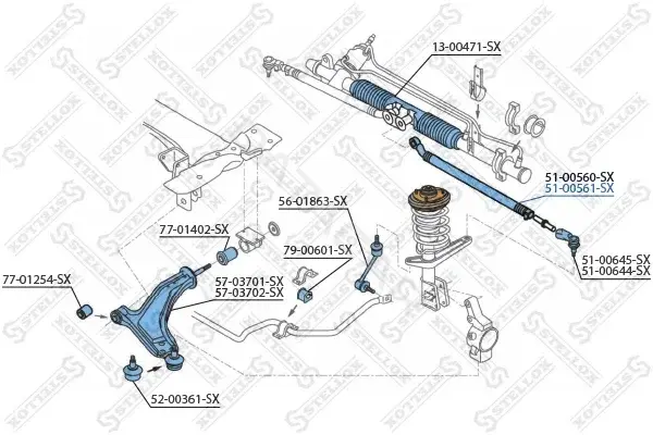 Продольная рулевая тяга STELLOX 51-00561-SX