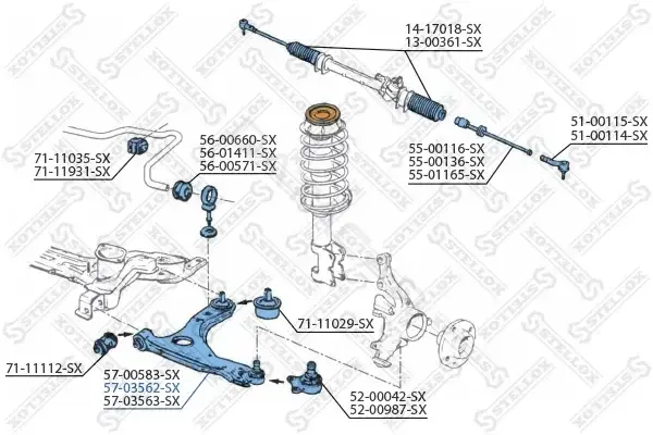 Рычаги STELLOX 57-03562-SX