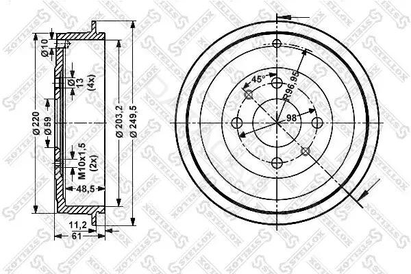 Тормозной барабан STELLOX 6025-2314-SX