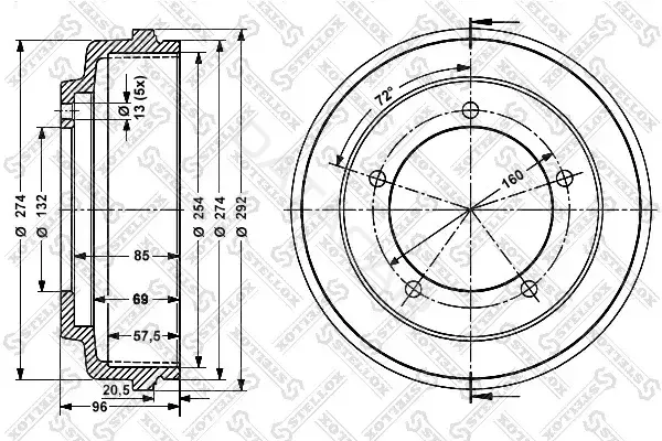 Тормозной барабан STELLOX 6026-2508-SX