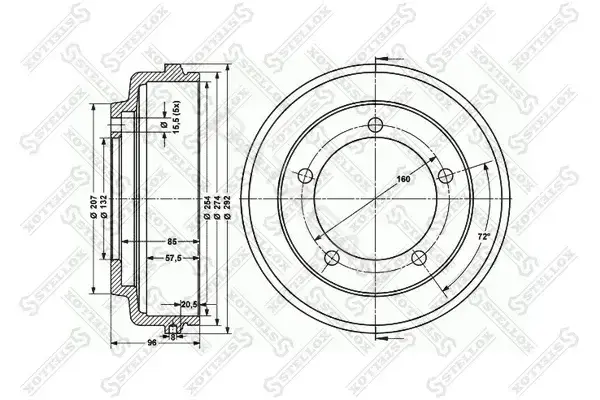Тормозной барабан STELLOX 6026-2511-SX