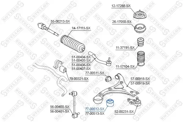 Сайлентблок рычага STELLOX 77-00512-SX