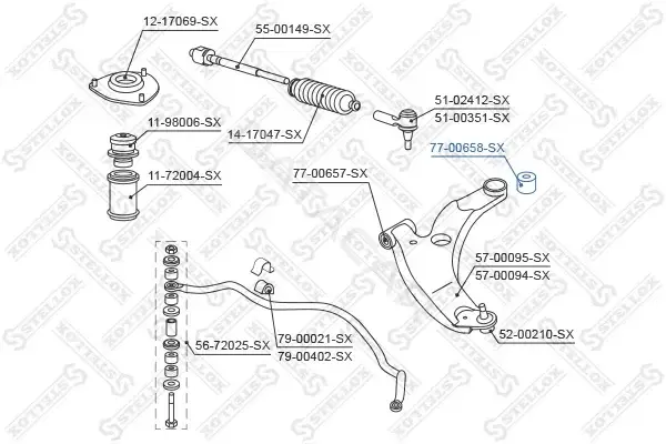 Сайлентблок рычага STELLOX 77-00658-SX