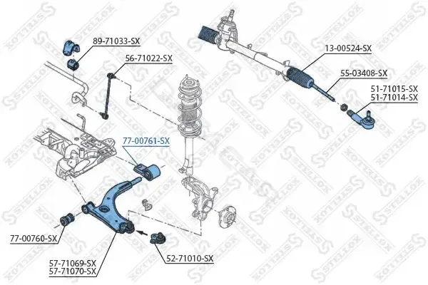 Сайлентблок рычага STELLOX 77-00761-SX