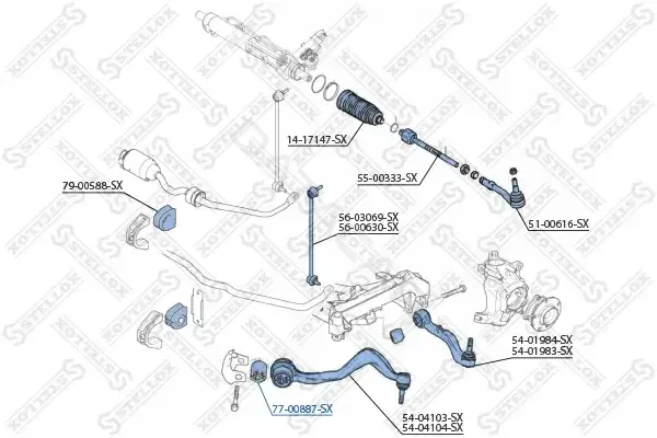 Сайлентблок рычага STELLOX 77-00887-SX