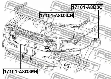 Трос капота FEBEST 17101-A8D3LH