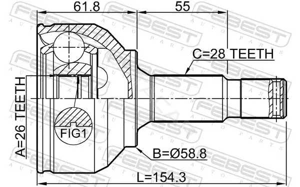 Шрус FEBEST 2510-X716AT