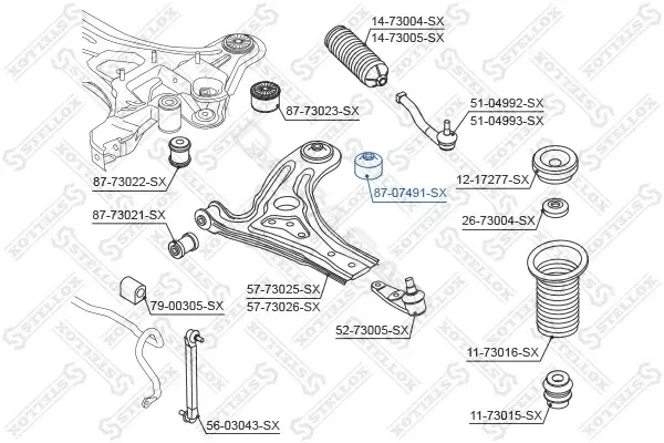 Сайлентблок рычага STELLOX 87-07491-SX