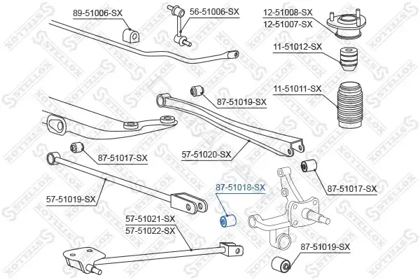 Сайлентблок рычага STELLOX 87-51018-SX