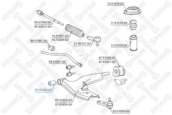 Сайлентблок рычага STELLOX 87-51022-SX