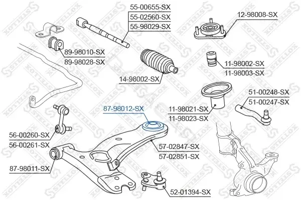 Сайлентблок рычага STELLOX 87-98012-SX