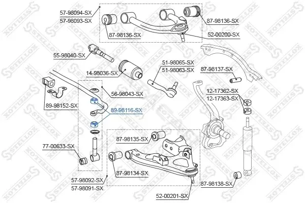 Втулки стабилизатора STELLOX 89-98116-SX
