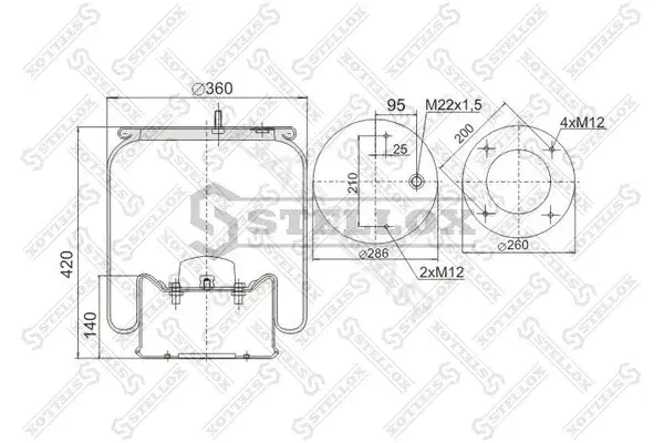 Пневмоподушка STELLOX 90-29181-SX
