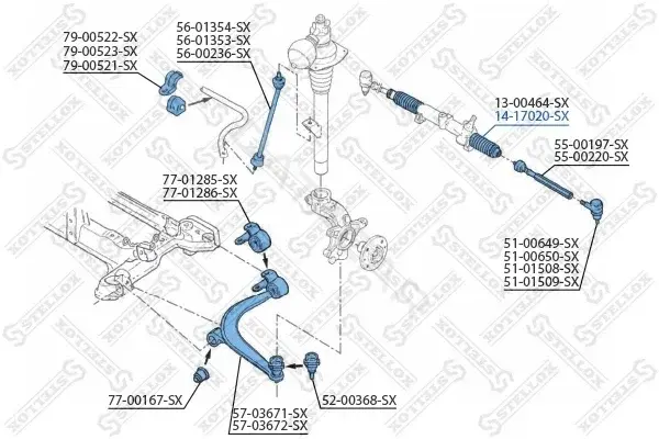 Пыльник рулевой рейки STELLOX 14-17020-SX