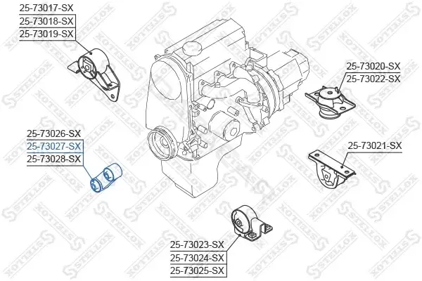 Подушка двигателя (Опора) STELLOX 25-73027-SX
