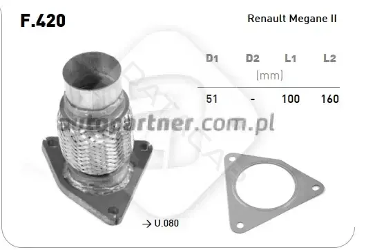 Гофра глушителя AUTOPARTNER F.420