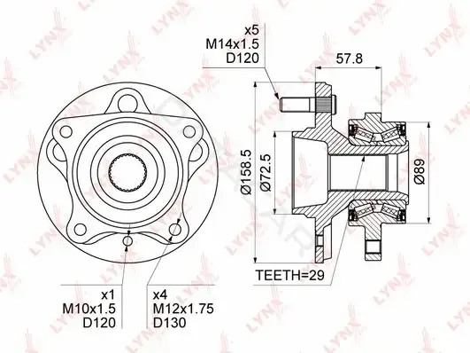 Подшипник ступицы LYNXAUTO WH-1320