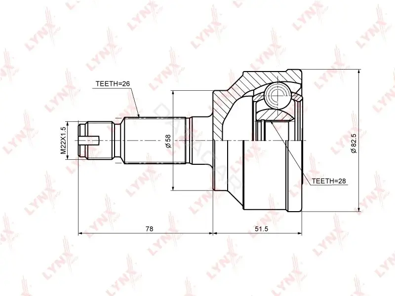 Шрус LYNXAUTO CO-3693