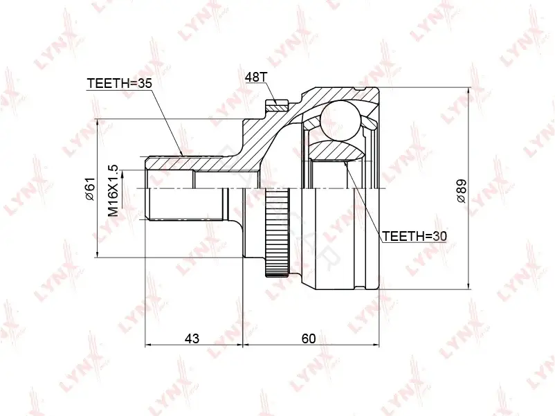 Шрус LYNXAUTO CO-3772A
