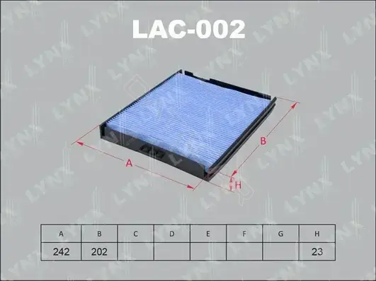 Фильтр салонный LYNXAUTO LAC-002