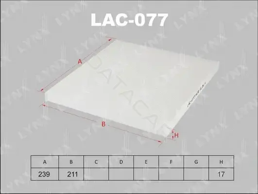 Фильтр салонный LYNXAUTO LAC-077