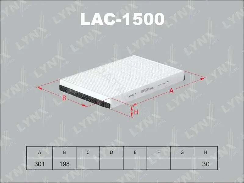 Фильтр салонный LYNXAUTO LAC-1500