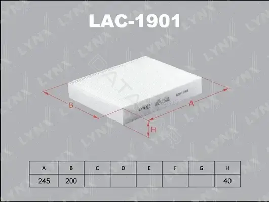 Фильтр салонный LYNXAUTO LAC-1901