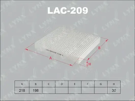 Фильтр салонный LYNXAUTO LAC-209