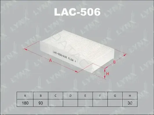 Фильтр салонный LYNXAUTO LAC-506