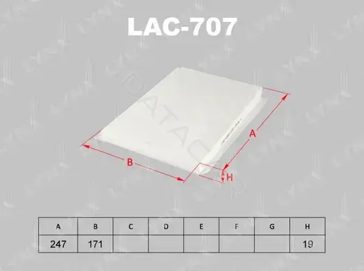 Фильтр салонный LYNXAUTO LAC-707