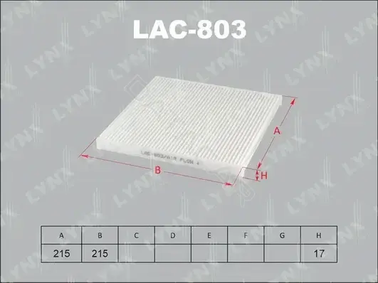 Фильтр салонный LYNXAUTO LAC-803