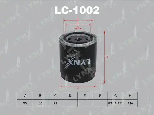 Масляный фильтр LYNXAUTO LC-1002