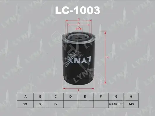 Масляный фильтр LYNXAUTO LC-1003