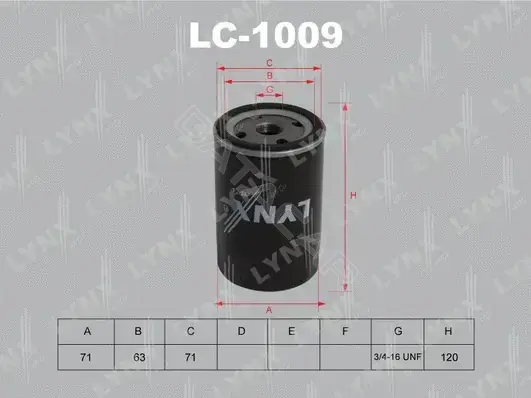 Масляный фильтр LYNXAUTO LC-1009
