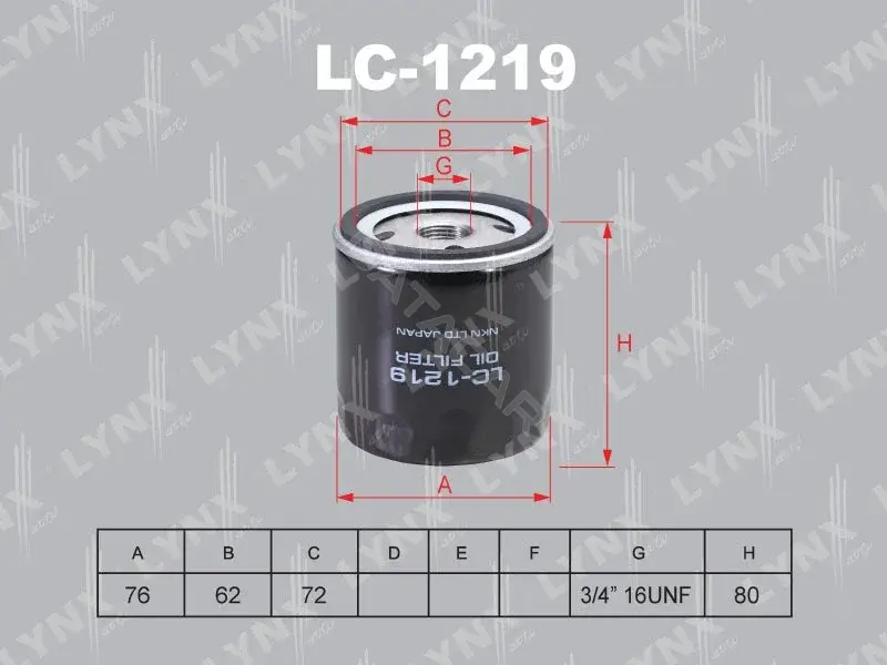 Масляный фильтр LYNXAUTO LC-1219