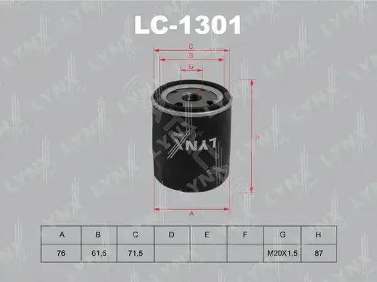 Масляный фильтр LYNXAUTO LC-1301