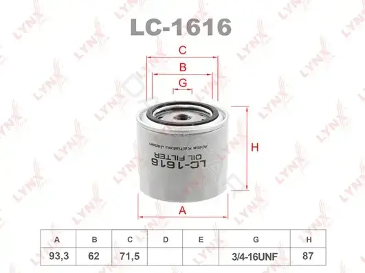 Масляный фильтр LYNXAUTO LC-1616